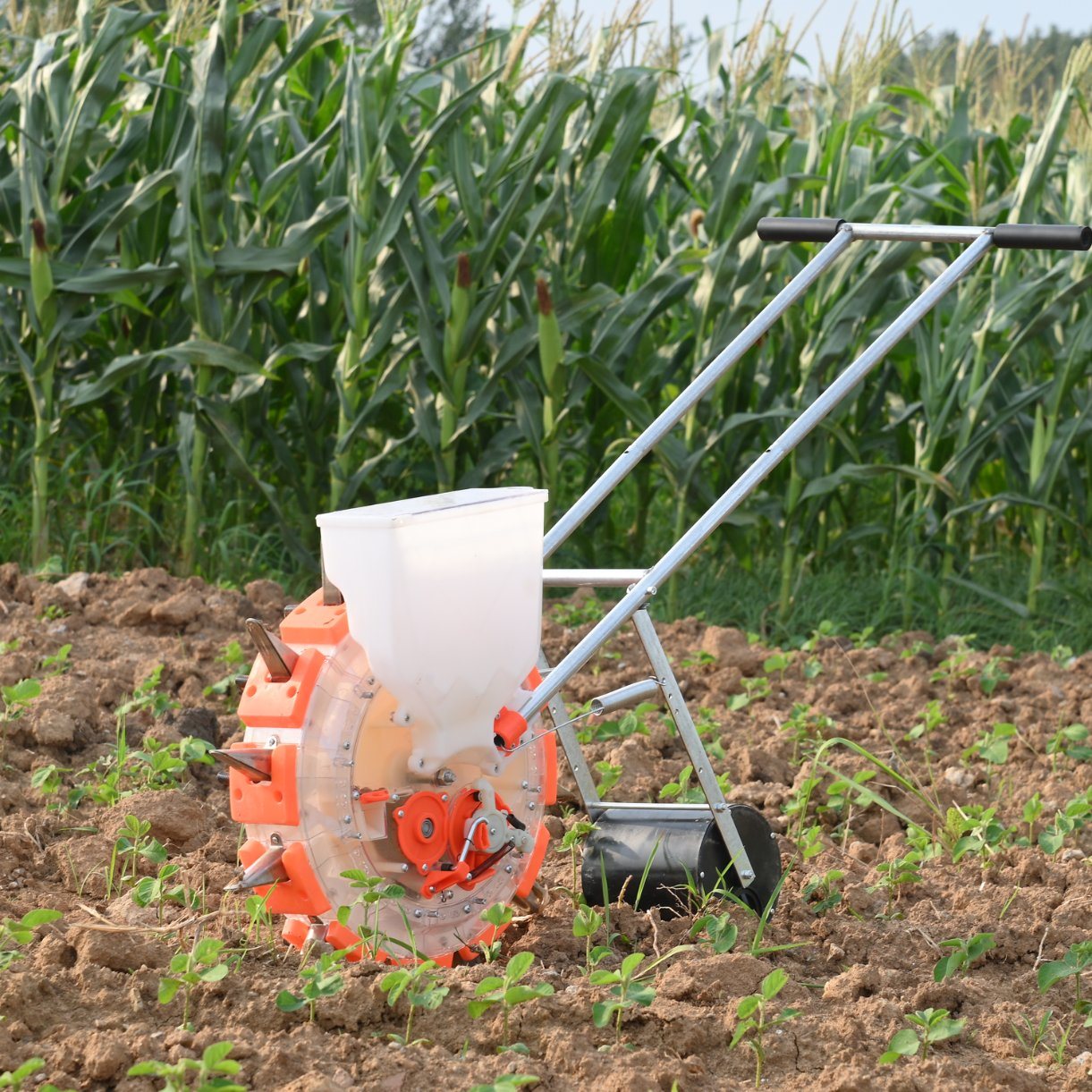 Corn Maize Soybean Sunflower Cotton Hand Push Manual Planter Seeder with Fertilizer