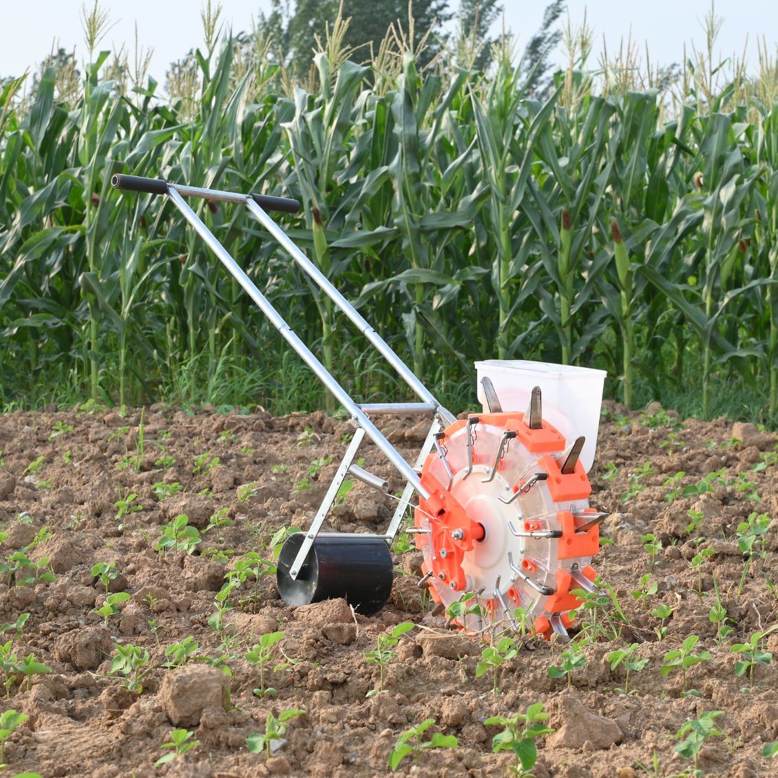 Hand Push Corn Planters Manual Corn Seeder Machine 10 Nozzles