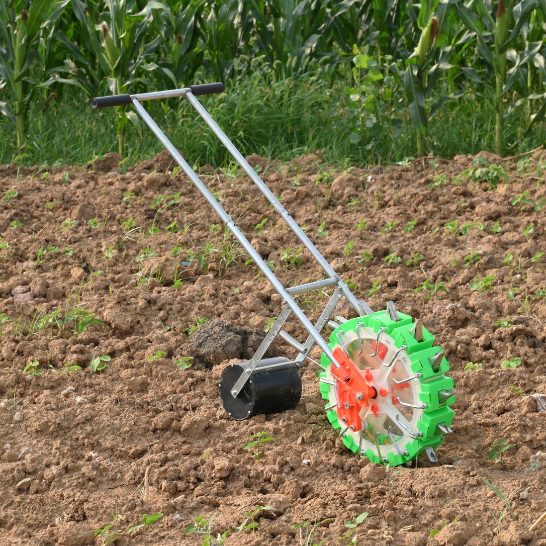 Adjustable Hand Push Fertilizer Planter Corn Seeder