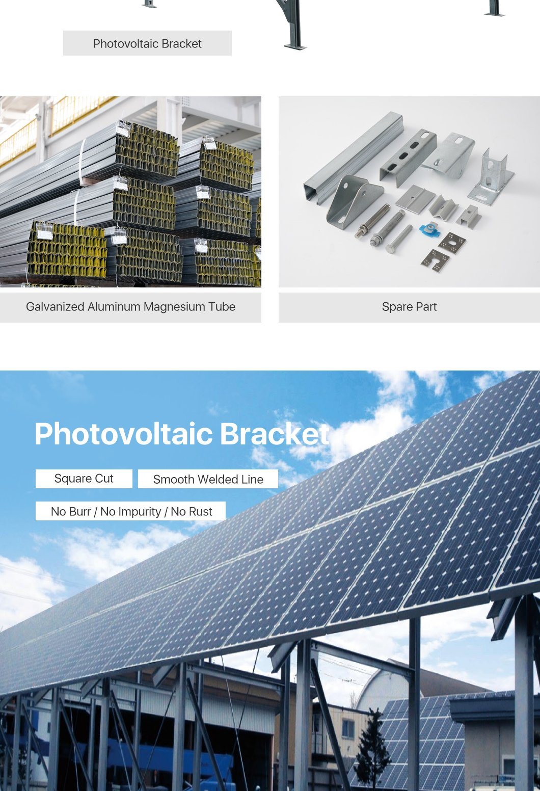 Solar Panel Support Structure with Ballast, Doubl Bracket