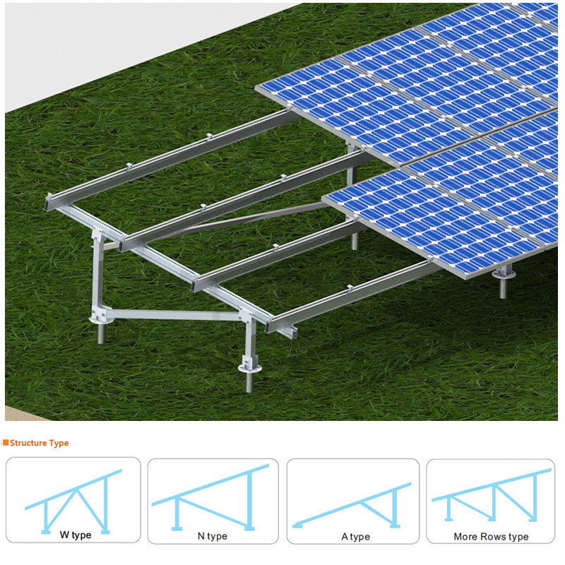 High Strength Carbon Steel Solar PV Panel Ground Mounting Brackets Structure Ground Mount Solar Racking Systems