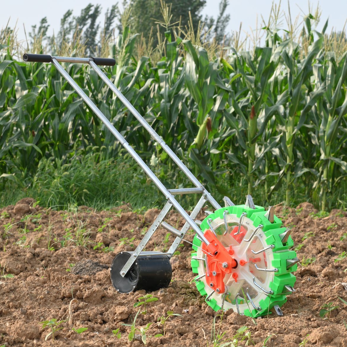 The Plantation Uses a Hand-Pushed Semi-Automatic Corn, Peanut and Soybean Seeder