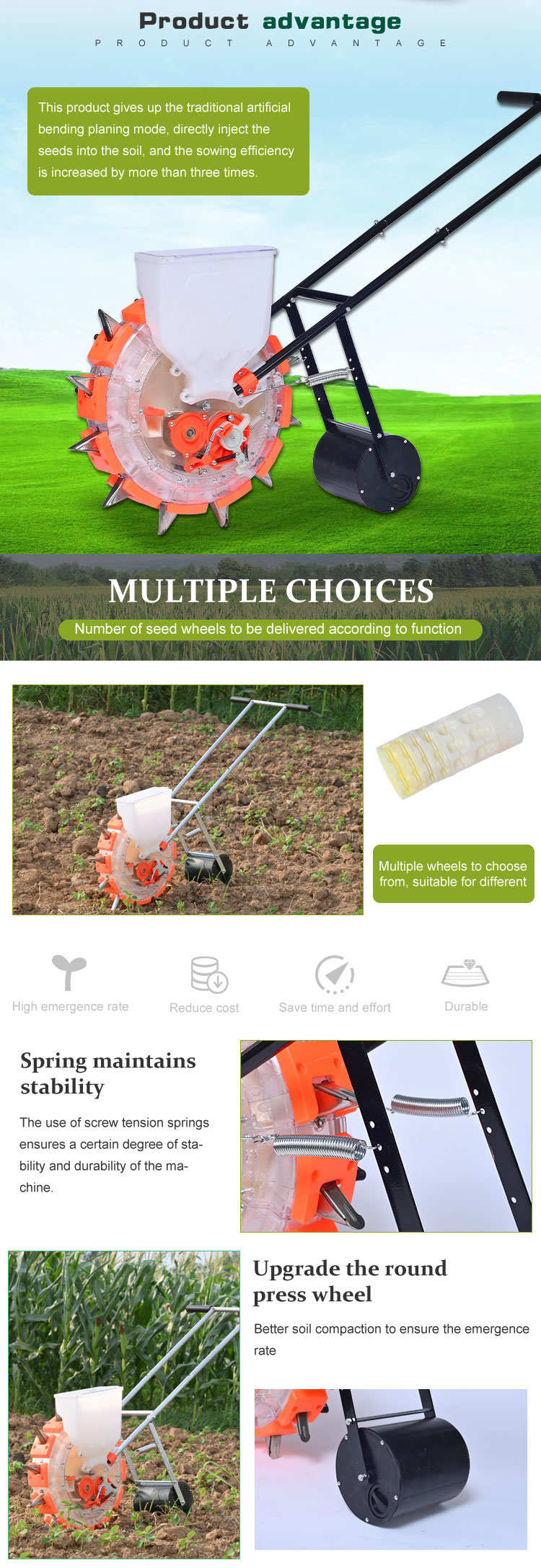 Premium Hand-Pushed Portable Vegetable Corn Seeder