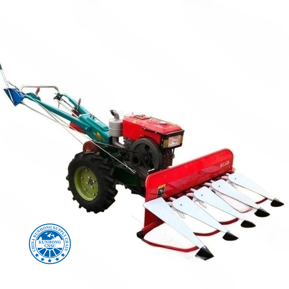 Hand Working Mini Combine Walking Tractor Maize Picker Corn Harvester