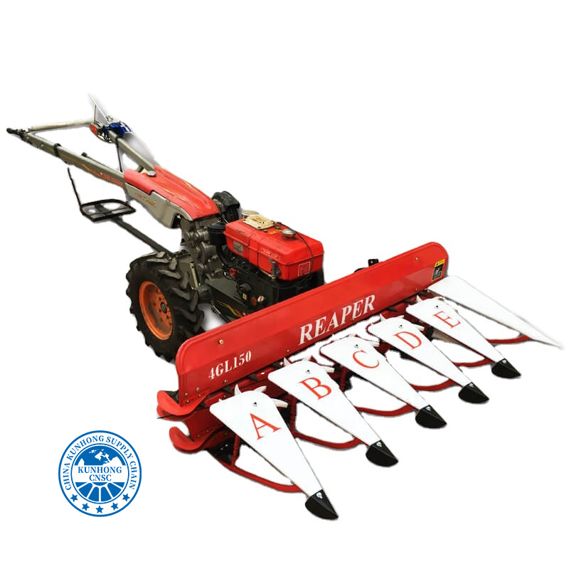 Fully Automatic Straw Crusher Diesel Small Walk-Behind Tractor Single-Row Header Harvester