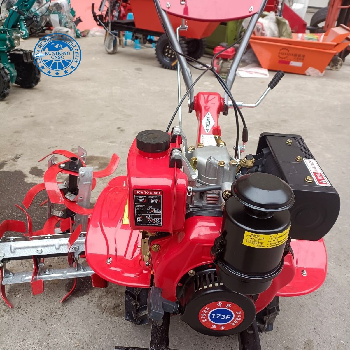 Tractor with Plough Garden Small Rotary Tiller Walk-Behind Rotary Tiller