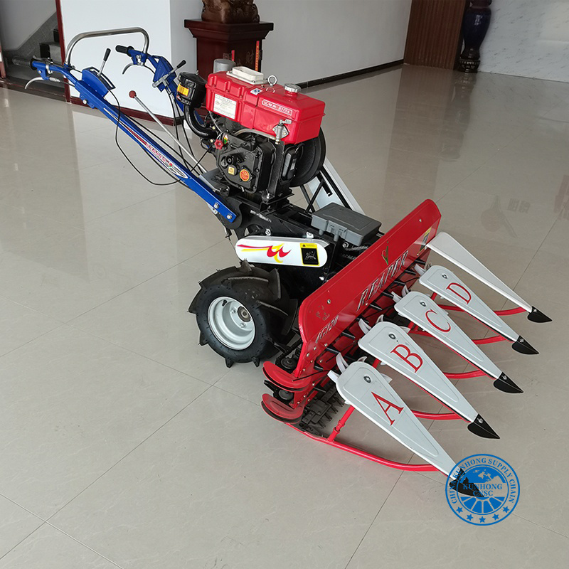 The Front Attachment of The Harvester Head Is Mounted on The 4-Wheel Harvester